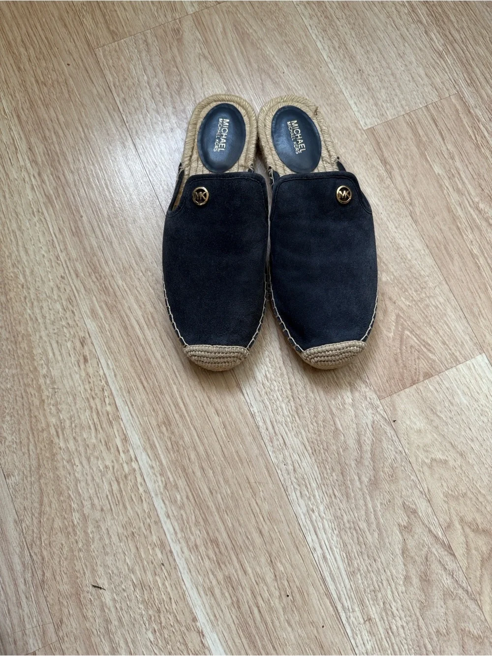Michael Kors Women’s Blue Leather and Suede Slip On Mules Size 7